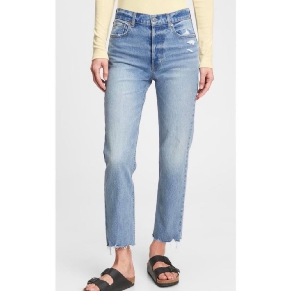 GAP Cheeky Straight Denim Jeans High Rise Button Fly Size 2 Petite